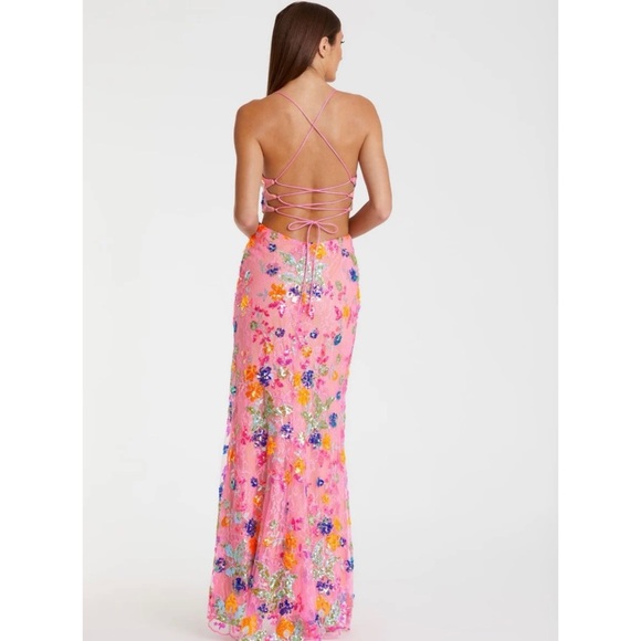 MAC DUGGAL Embellished one shoulder Lace Strappy Column Gown NWT - Picture 4 of 13